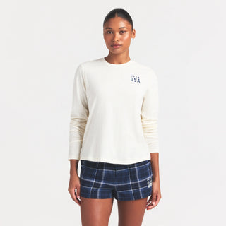SKIMS FOR TEAM USA WORN IN JERSEY OLYMPIC LONG SLEEVE T-SHIRT | ECRU