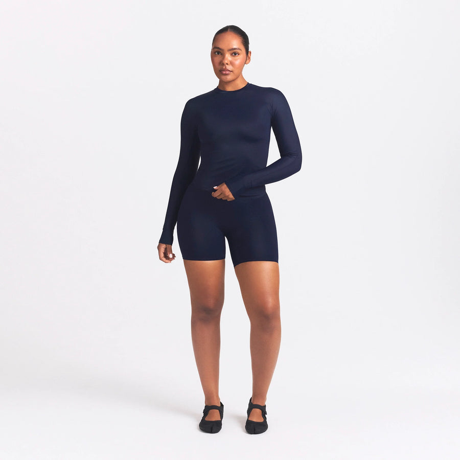 NikeSKIMS SHINE LONG SLEEVE CREW NECK TOP | NAVY
