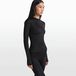 NikeSKIMS SHINE LONG SLEEVE CREW NECK TOP | OBSIDIAN