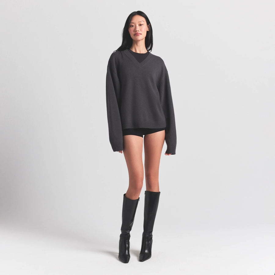 SWEATER KNITS PULLOVER V NECK | ASH