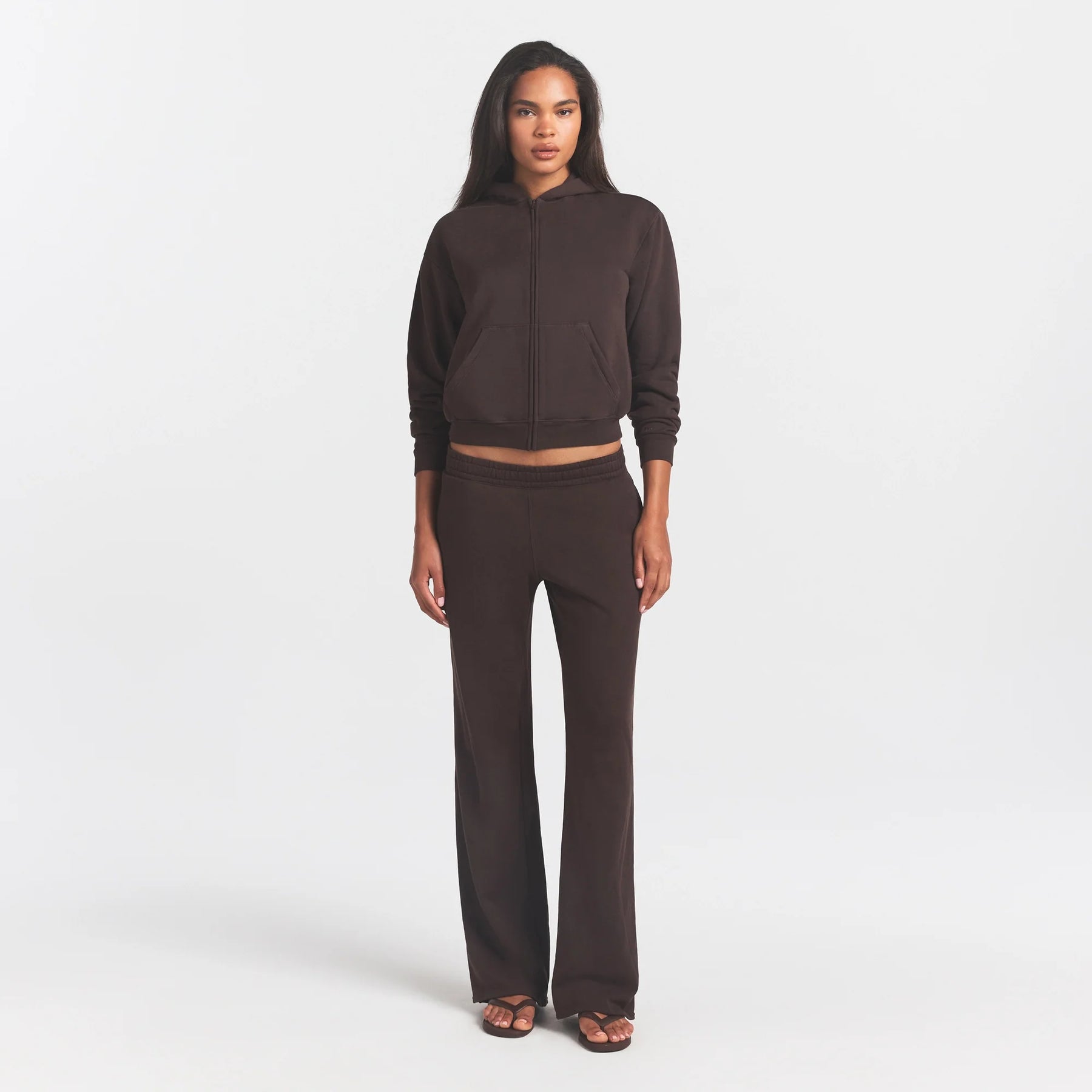 FRENCH TERRY ZIP UP HOODIE | ESPRESSO