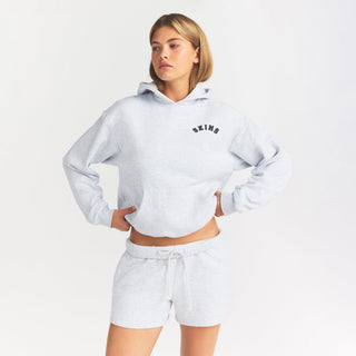 COTTON FLEECE LOGO CLASSIC HOODIE | ONYX ARCHED LOGO PATCH