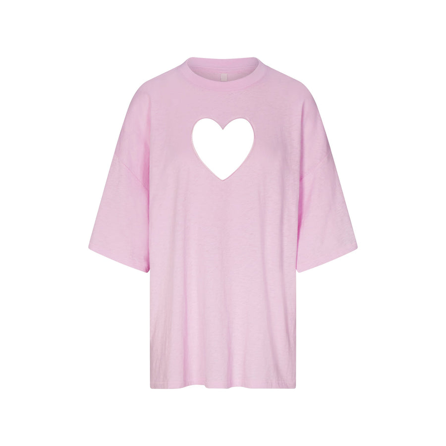 WORN IN JERSEY HEART OVERSIZED T-SHIRT | BABY PINK
