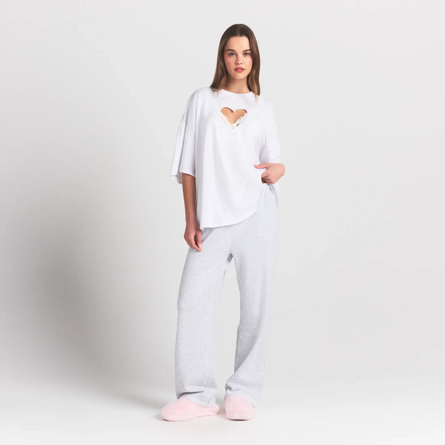 WORN IN JERSEY HEART OVERSIZED T-SHIRT | SNOW
