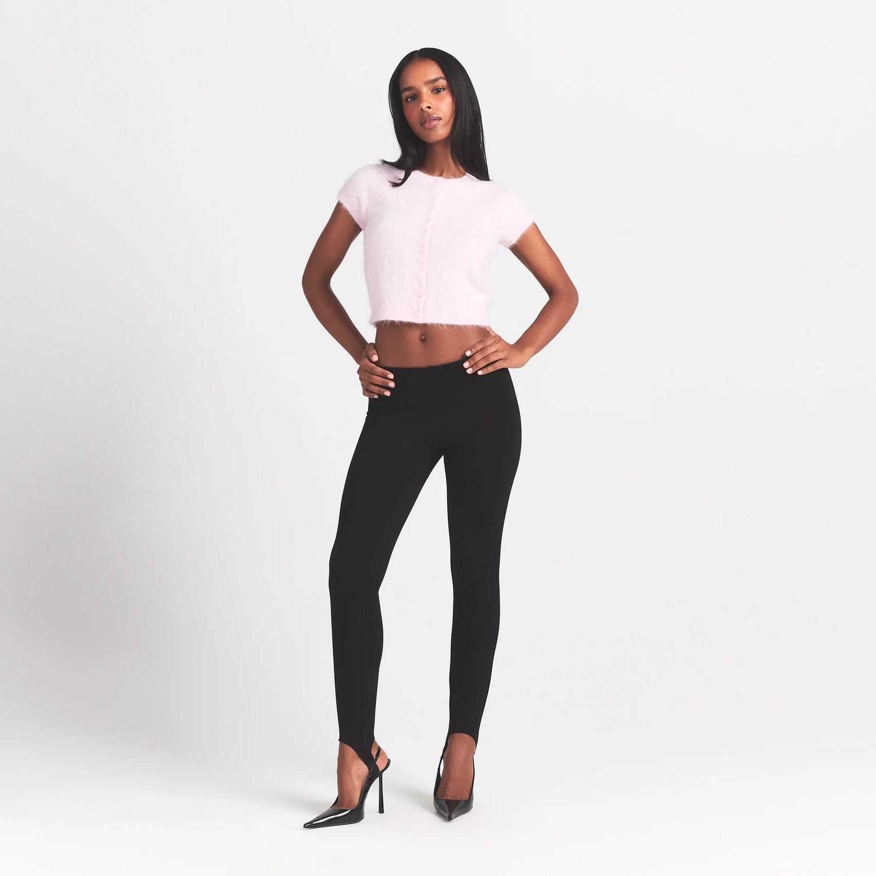 BRUSHED ALPACA SHORT SLEEVE CARDIGAN | CHERRY BLOSSOM