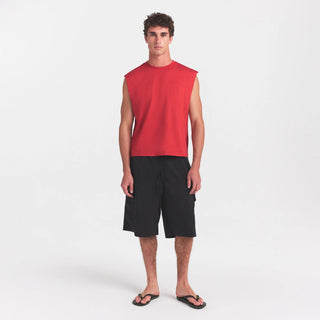 HEAVYWEIGHT COTTON MENS CROPPED MUSCLE TANK | WASHED RED