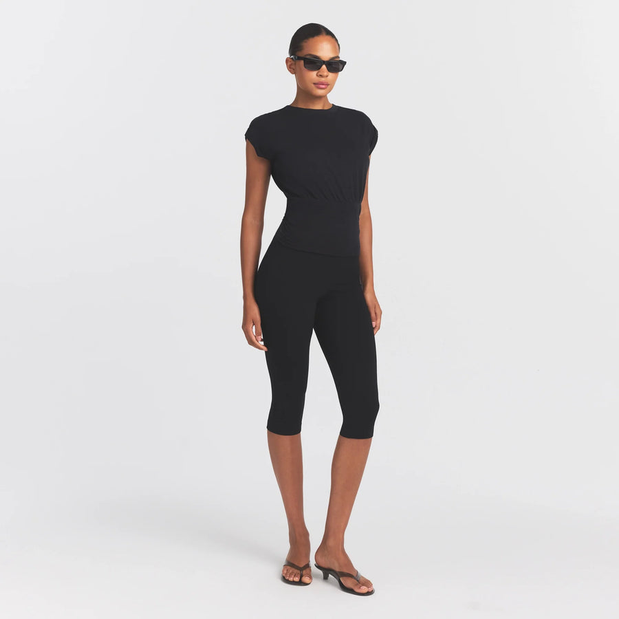 WORN IN JERSEY RUCHED TEE | WASHED ONYX