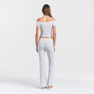 COTTON JERSEY OFF THE SHOULDER TOP | LIGHT HEATHER GREY