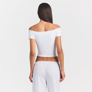 COTTON JERSEY OFF THE SHOULDER TOP | MARBLE