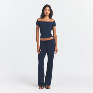COTTON JERSEY OFF THE SHOULDER TOP | NAVY