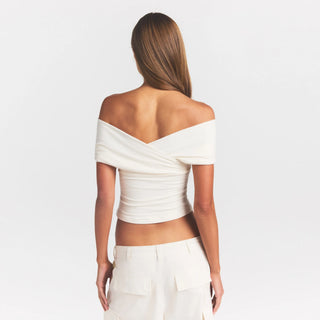 COTTON JERSEY WRAP TOP | MARBLE