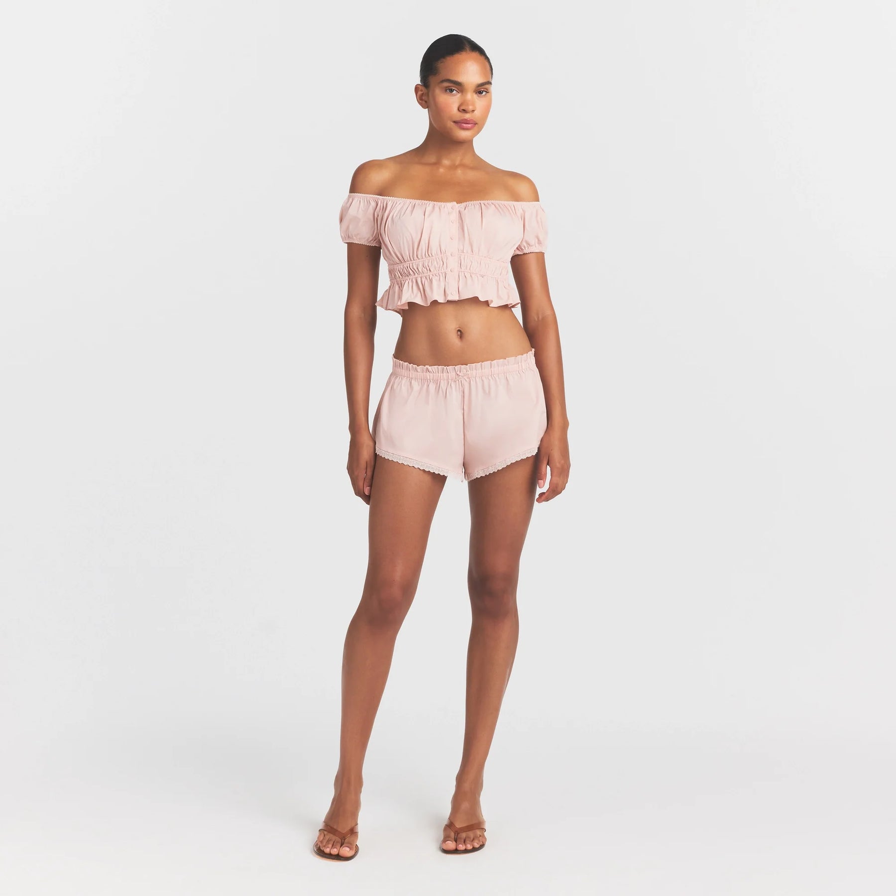 POPLIN APPAREL OFF THE SHOULDER TOP | DUSTY PINK