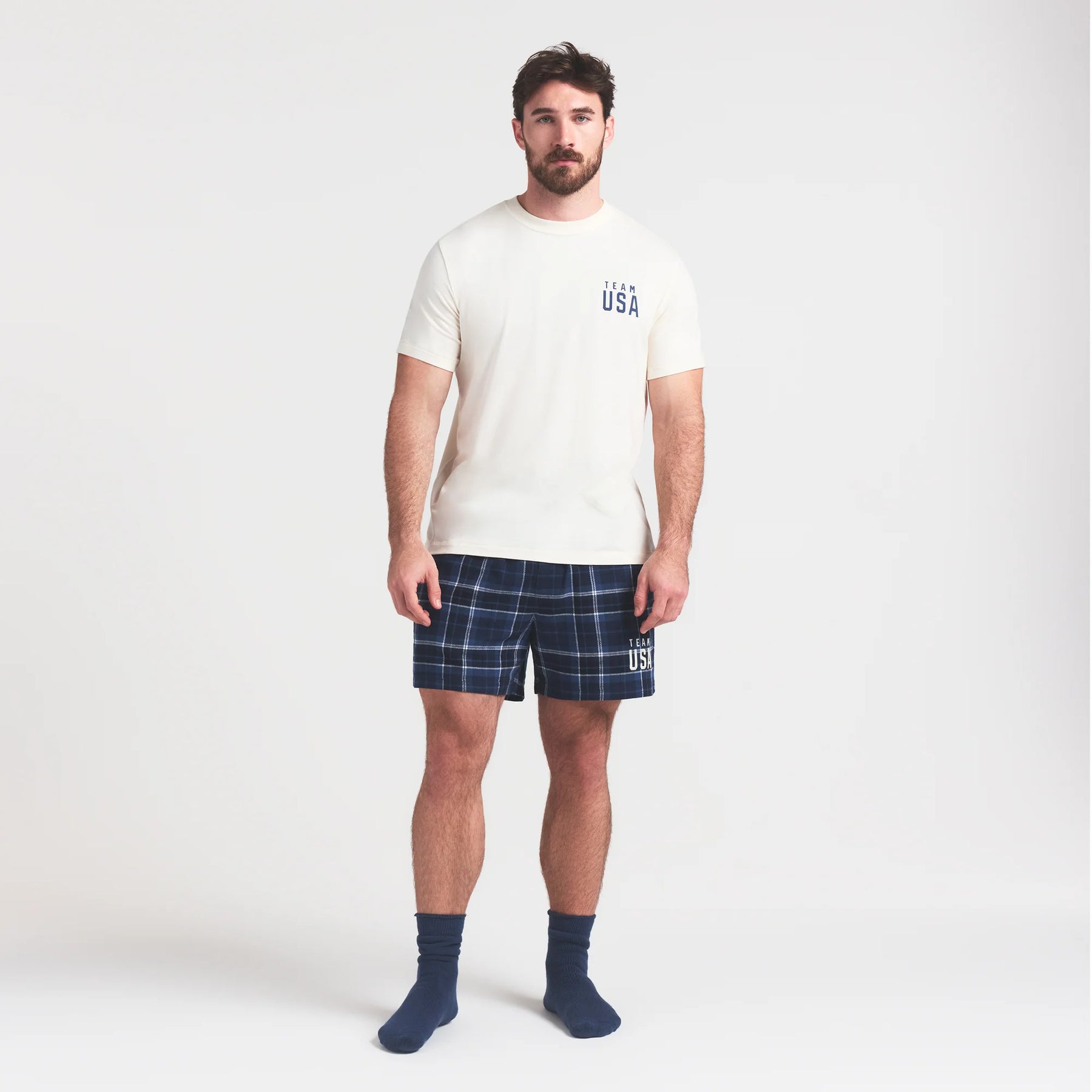 SKIMS FOR TEAM USA JERSEY SLEEP MENS OLYMPIC T-SHIRT | ECRU