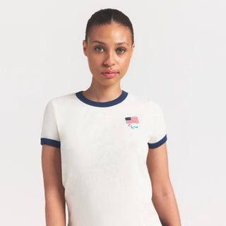 SKIMS FOR TEAM USA WORN IN JERSEY PARALYMPIC SHRUNKEN T-SHIRT | ECRU