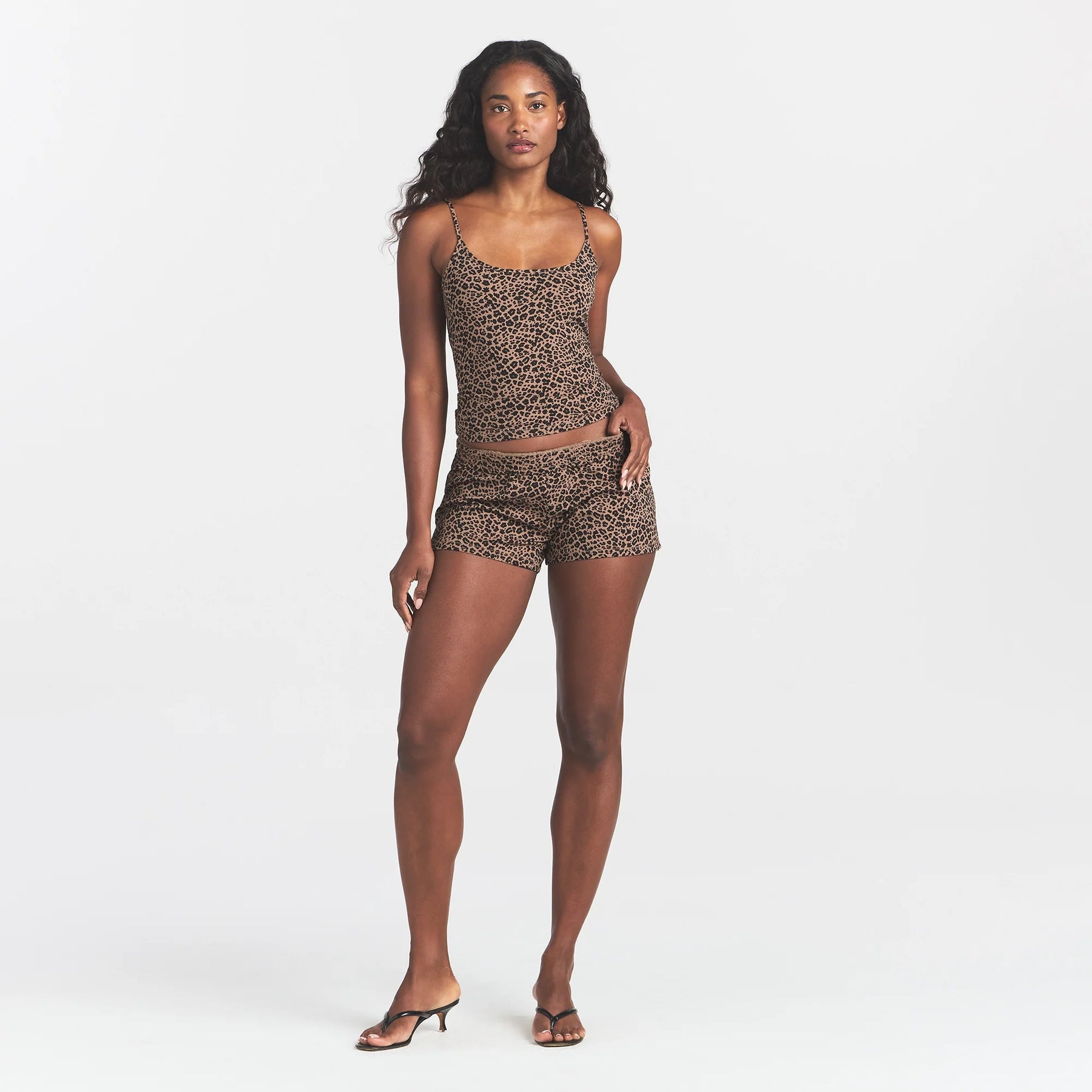 COTTON JERSEY SCOOP NECK CAMI | SIENNA NATURAL LEOPARD