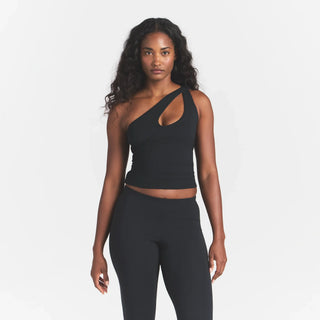 SMOOTH LAYERS ONE SHOULDER TOP | OBSIDIAN