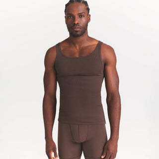 SKIMS COTTON MENS RIB TANK 3-PACK | VERDANT DARK SEPIA MULTI