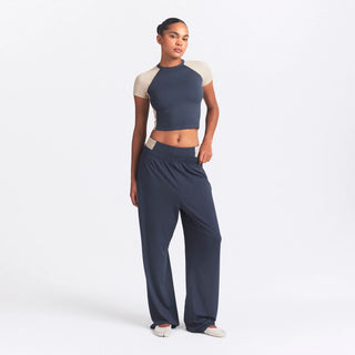 NikeSKIMS MATTE SHINE MIX CROPPED BABY TEE | DEEP ROYAL AND STONE