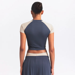 NikeSKIMS MATTE SHINE MIX CROPPED BABY TEE | DEEP ROYAL AND STONE