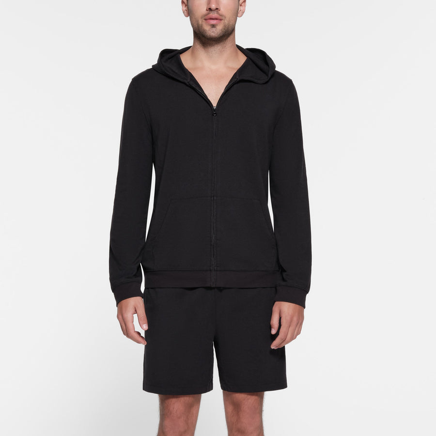 JERSEY LOUNGE MENS ZIP UP HOODIE | OBSIDIAN