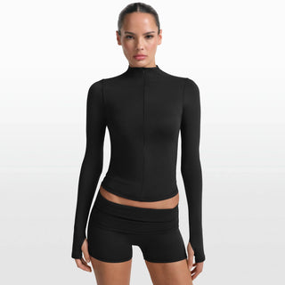 NikeSKIMS MATTE ZIP FRONT TOP | OBSIDIAN