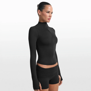 NikeSKIMS MATTE ZIP FRONT TOP | OBSIDIAN