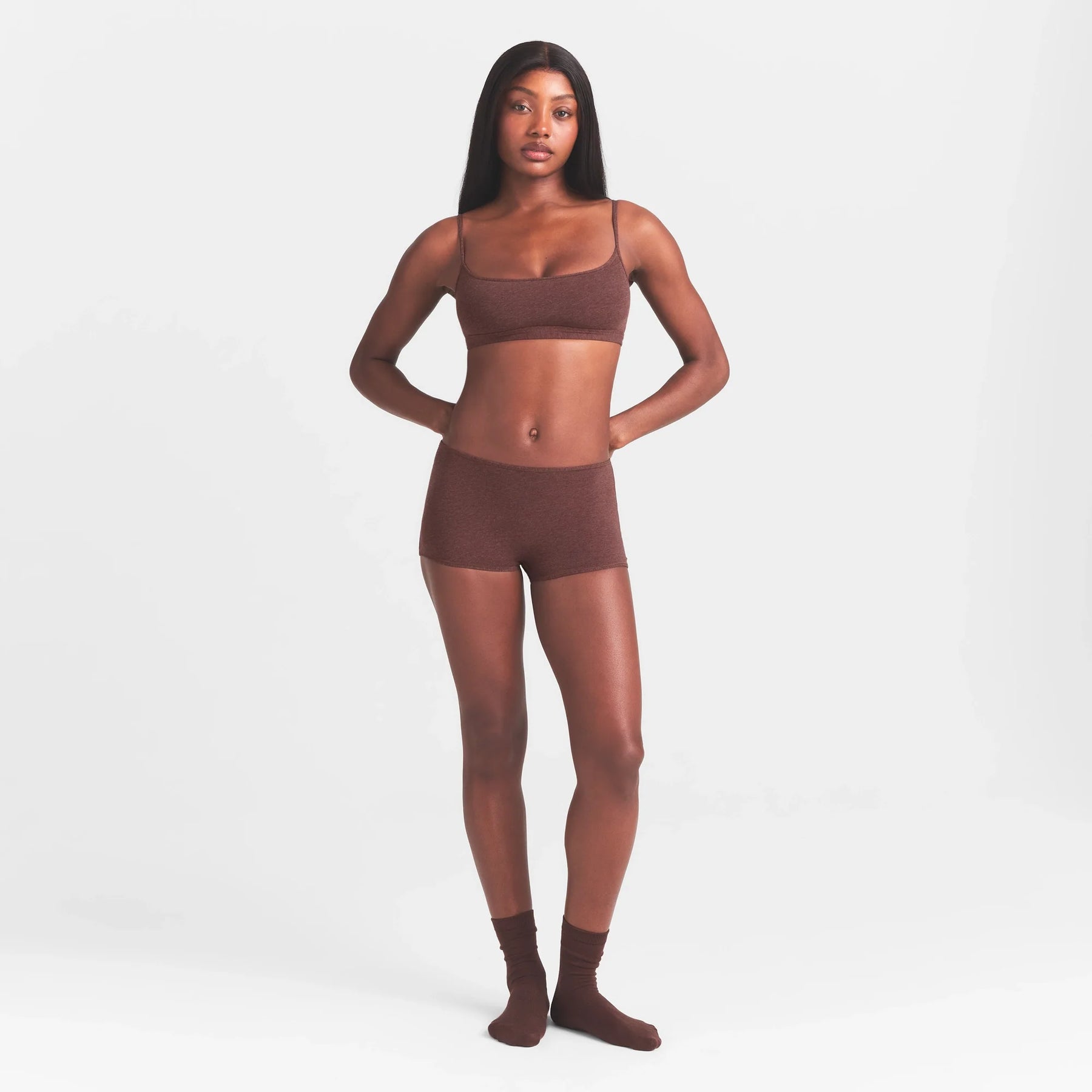 EVERYDAY COTTON BOY SHORT | COCOA HEATHER