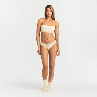 LIGHTWEIGHT COTTON WIDE LACE BRIEF | BUTTER TONAL