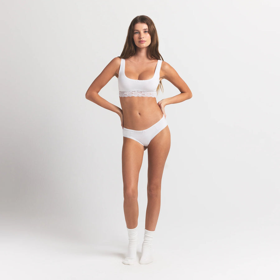 LIGHTWEIGHT COTTON LACE HIPSTER | SNOW