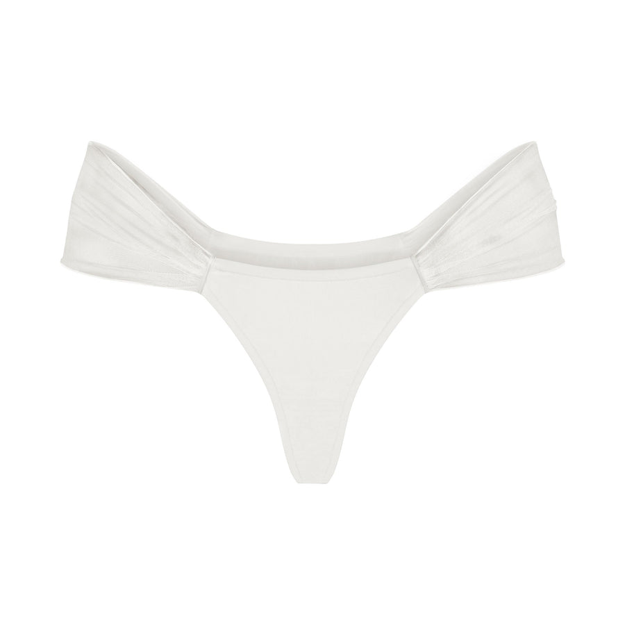 ULTRA FINE MESH DRAPED THONG | IVORY