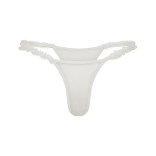 ULTRA FINE MESH RUFFLE STRING THONG | IVORY
