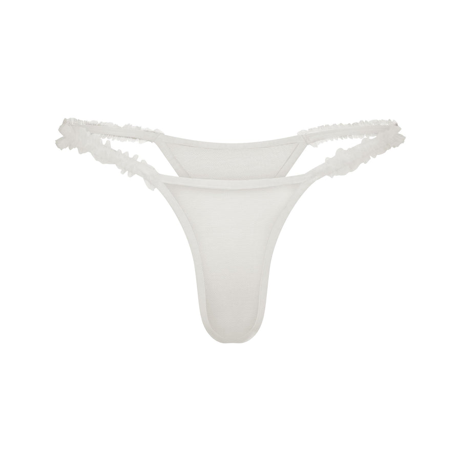 ULTRA FINE MESH RUFFLE STRING THONG | IVORY