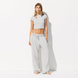 COTTON JERSEY WIDE LEG PANT | LIGHT HEATHER GREY