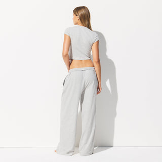COTTON JERSEY WIDE LEG PANT | LIGHT HEATHER GREY