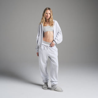 COTTON FLEECE CLASSIC ZIP UP HOODIE | LIGHT HEATHER GREY