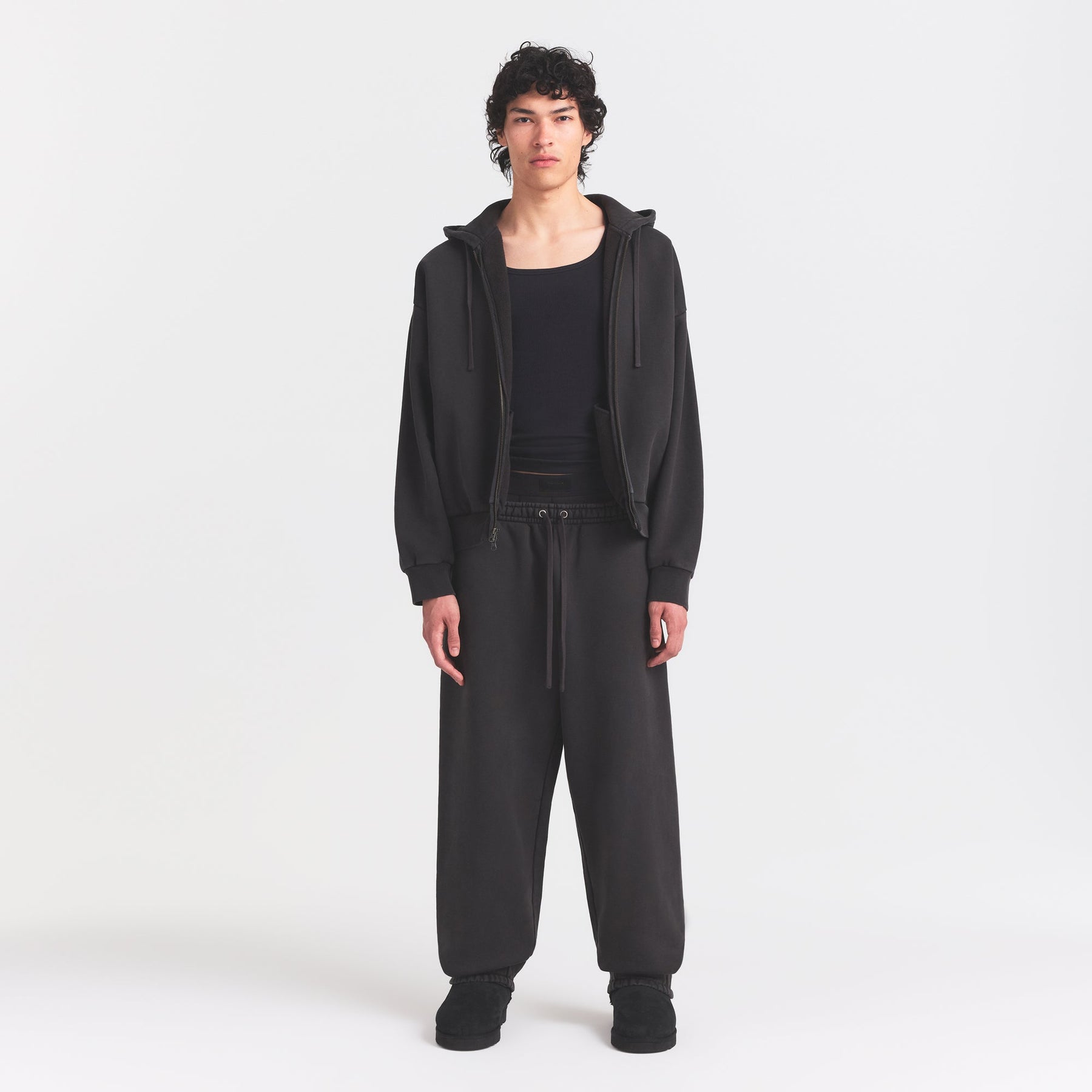 HEAVYWEIGHT FLEECE ZIP UP HOODIE | WASHED ONYX