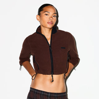 OUTDOOR FLEECE CROPPED 3/4 SLEEVE JACKET | COCOA