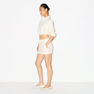 OUTDOOR FLEECE CROPPED 3/4 SLEEVE JACKET | ECRU