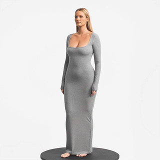SOFT LOUNGE LONG SLEEVE DRESS | ONYX